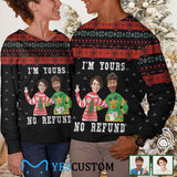 Couple Matching Custom Face Sweater I'm Yours Long Sleeve Ugly Christmas Sweater Tops for Men and Women