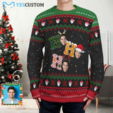 Custom Face Ugly Sweater Ho Ho Ho Christmas Hat Round Neck Sweater for Christmas