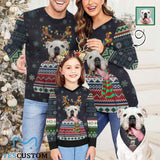Custom Pet Face Scarf Sweater for Family Long Sleeve Ugly Christmas Sweater Tops