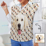 Custom Face Sweater Vest for Women Personalized Ugly Sweater With Photo Dog Pictures V Neck Sleeveless Casual Pullover Tops