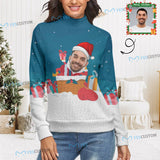 Custom Face Sweater Ugly Christmas Sweater With Photo Christmas Photo Gifts Personalized Women's All Over Print Mock Neck Sweater