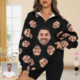 Custom Face Multicolor Womens Oversized Sweatshirts Hoodies Half Zip Pullover Fall Fashion Outfits