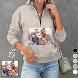 Custom Photo Love Womens Oversized Sweatshirts Hoodies Half Zip Pullover Fall Fashion Outfits