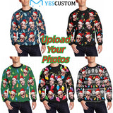 Personalized Face Christmas Light Leds Ugly Men's Christmas Sweatshirts, Gift For Christmas Custom face Sweatshirt, Ugly Couple Sweatshirts