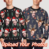 Personalized Face Christmas Reindeer Ugly Men's Christmas Sweatshirts, Gift For Christmas Custom face Sweatshirt, Ugly Couple Sweatshirts