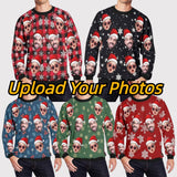 Personalized Face Christmas Snowflake Ugly Men's Christmas Sweatshirts, Gift For Christmas Custom face Sweatshirt, Ugly Couple Sweatshirts
