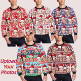 Personalized Face Christmas Stripe Ugly Men's Christmas Sweatshirts, Gift For Christmas Custom face Sweatshirt, Ugly Couple Sweatshirts