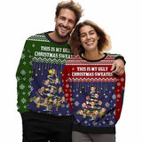 Personalized Face Christmas Tree With Lights Matching Ugly Christmas Sweatshirt, Gift For Christmas Custom face Sweatshirt, Ugly Couple Sweatshirts