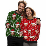 Personalized Face Elk Matching Ugly Christmas Sweatshirt, Gift For Christmas Custom face Sweatshirt, Ugly Couple Sweatshirts