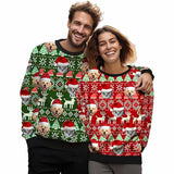 Personalized Pet Face Matching Ugly Christmas Sweatshirt, Gift For Christmas Custom face Sweatshirt, Ugly Couple Sweatshirts