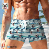 Custom Face Hawaii Style Men's Swimwear Short Swim Trunks with Zipper Pocket Personalized Surfing Square Leg Board Shorts