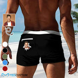 Custom Photo Multicolor Men's Swimwear Short Swim Trunks with Zipper Pocket Personalized Surfing Square Leg Board Shorts