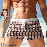 Custom Seamless Face Men's Swimwear Short Swim Trunks with Zipper Pocket Personalized Surfing Square Leg Board Shorts