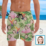 Personalized Swim Trunks Custom Face Birds Men's Quick Dry Swim Shorts Beach Swimsuit