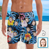 Personalized Swim Trunks Custom Face Blue Men's Quick Dry Swim Shorts Beach Swimsuit