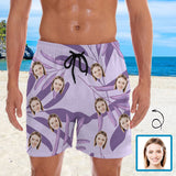Personalized Swim Trunks Custom Face Purple Men's Quick Dry Swim Shorts Beach Swimsuit