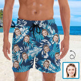 Personalized Swim Trunks Custom Face Sky Blue Men's Quick Dry Swim Shorts Beach Swimsuit
