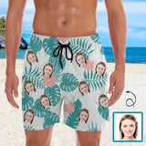 Personalized Swim Trunks Custom Face Summer Beach Men's Quick Dry Swim Shorts Beach Swimsuit Pink Flowers