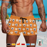 Custom Pet Face Multicolor Men's Quick Dry Shorts Personalized Swim Trunks with Side Zipper Pocket Surfing Square Leg Board Shorts