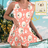 25+ Colors Custom Face Paw Two-piece Swimming Dress, Custom Face Swimwear, Photo Beachwear for Her