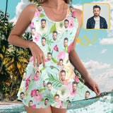 Custom Face Rose Two-piece Swimming Dress, Custom Face Swimwear, Photo Beachwear for Her