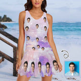 Custom Face Fantasy Clouds Shining Star Swimdress For Women One Piece Swimsuit Custom Picture Bathing Suit