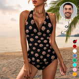 Custom Face Multicolour Print Bathing Suit Personalized Womens Tankini Sets Bikini Two Piece Swimsuit
