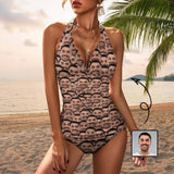 Funny Custom Face Bathing Suit Personalized Womens Tankini Sets Bikini Two Piece Swimsuit
