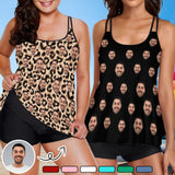 #Plus-Size Swimdress And Shorts Custom Face Boyfriend Multicolour Swimsuit Personalized Tankini Bathing Suit For Women 2 Piece Swmsuit