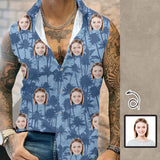 Custom Face Blue Coconut Mens Sleeveless Button Down Shirts Summer Beach Basic Hawaiian Shirts Clothing