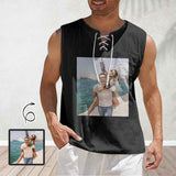 Custom Photo Men Lace Up Front Tank Top Mens Printing Digital 3D Printing With Sleeveless Top T Shirt Vest