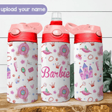Custom Name Cute White Kids Water Bottle 12OZ Stainless Steel Personalized Drink Cup