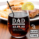 Custom Name&Date Stemless Wine Glass Personalized Father's Day Gift Beer Whiskey Glass Gift for Dad 11/15/17 OZ