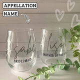 Custom Name&Text Stemless Wine Glass Personalized Wedding Gift Beer Whiskey Glass Gift for Dad 11/15/17 OZ