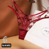 Custom Name Thong Sexy Rose String For Women DIY Crystal Letters Low Waist Lace Panties Personalized Lingerie Gift For Her(DHL is not supported)