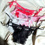 Custom Name Sexy Panty Thongs Open Crotch Crotchless Underwear Butterfly Lace G-string