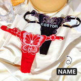Customize Crystal Name Butterfly Underwear Color Embroidery Sexy Lace Adjustable Panties (DHL is not supported)