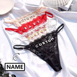 Sexy Customized Name Crystal Letter Lace Panties Women Underwear Briefs Thong Transparent Lingerie G string Intimates Girls Gift(DHL is not supported)
