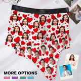 Custom Couple Matching Lingerie Briefs with Colorful Heart Face Personalized Photo Underwear For Couple Valentine's Day Gift