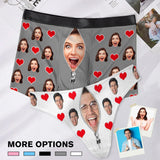 Custom Couple Matching Lingerie Briefs with Funny Heart Zip Face Personalized Photo Underwear For Couple Valentine's Day Gift