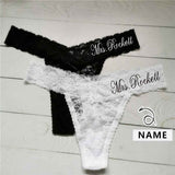 Personalized Name Mrs Wedding Bridal Lace Thong Underwear Women Sexy Panties Lace Lingerie