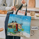 Custom Name Beach Canvas Tote Bag Made for You Beach Tote Bag Gift