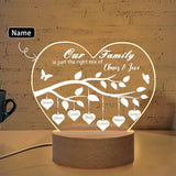 Custom Name Our Family Is Mix of Chaos&Love Heart-Shaped Acrylic Panel With Light Base