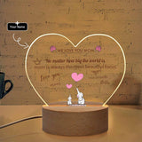 Custom Name We Love You Mom Heart-Shaped Acrylic Panel With Light Base
