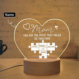 Custom Name You Hold Us Together Heart-Shaped Acrylic Panel With Light Base