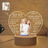 Custom Photo Beautiful Mom Heart-Shaped Acrylic Panel With Light Base