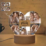 Custom Photos Best Mom Ever Heart-Shaped Acrylic Panel With Light Base