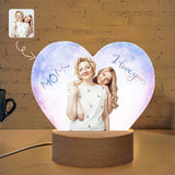 Custom Photo I Love You Heart-Shaped Acrylic Panel With Light Base