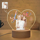 Custom Photo Love Heart-Shaped Acrylic Panel With Light Base