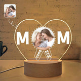 Custom Photo Mom Heart-Shaped Acrylic Panel With Light Base